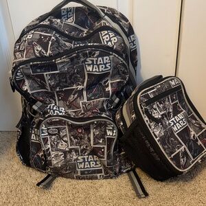 Pottery Barn Star Wars Black and Gray Backpack and Lunchbox